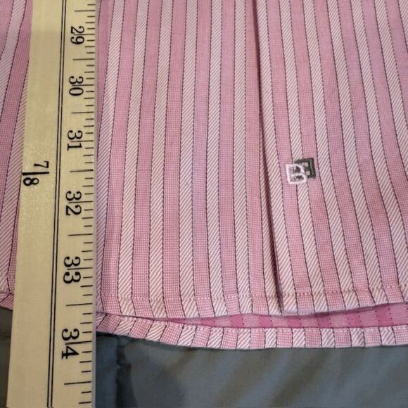 Bachrach Button Down Shirt Pink Stripe Contrasting Cotton Size XL 18 34-35 - Picture 6 of 8
